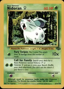 NIDORAN - 57/64 - Jungle - Pokemon Card - NM BC - Image 1