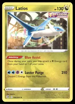 2021 Fusion Strike Set Pokemon Card 194 Latios NM - Image 1