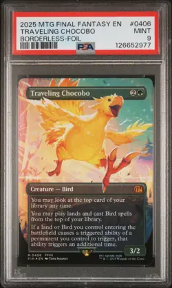 2025 MTG FINAL FANTASY BORDERLESS-FOIL #0406 TRAVELING CHOCOBO PSA 9 - Image 1