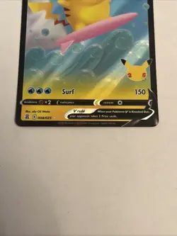 2021 Pokemon SWSH Celebrations Surfing Pikachu V #008/025 - Image 2