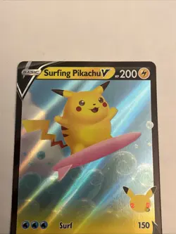 2021 Pokemon SWSH Celebrations Surfing Pikachu V #008/025 - Image 3