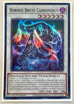 Yugioh! Horned Brute Carnovorus DOOD-EN098 Super Rare 1st Ed NM - Image 1