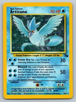 Pokemon TCG Articuno Card 2/62 Fossil Holo Rare HP - Image 1
