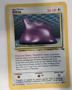 Ditto 3/62 Holo Rare WotC Pokemon Trading Card Game TCG Fossil Vintage - Image 1