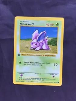 Pokemon Cards: Base Set 1st Edition Common: Nidoran M 55/102 - Image 1