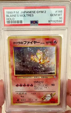 PSA 10 1999 Blaine's Moltres Holo Pokemon Card Japanese Vintage Rare Gem Mint - Image 1