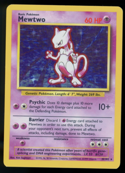 Mewtwo Base Set 10/102 Holo Unlimited Holo Rare Pokemon Card WOTC M5 - Image 1