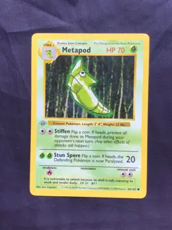 Pokemon Cards: Base Set 1st Edition Common: Metapod 54/102 - Image 1
