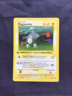 Pokemon Cards: Base Set 1st Edition Common: Magnemite 53/102 - Image 1