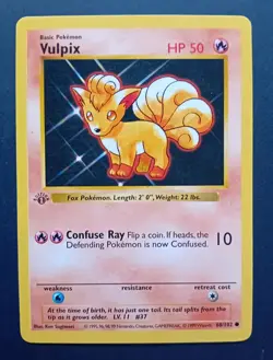 Pokemon Cards: Base Set 1st Edition Common: Vulpix 68/102 - Image 1