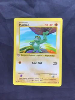 Pokemon Cards: Base Set 1st Edition Common: Machop 52/102 - Image 1