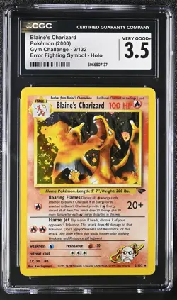CGC 3.5 Blaine's Charizard 2000 Gym Challenge 2/132 Holo Pokemon Card - Image 1