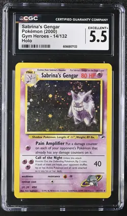 CGC 5.5 Sabrina's Gengar 2000 Gym Heroes 14/132 Holo Pokemon Card - Image 1