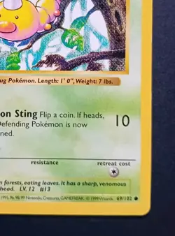 Pokemon Cards: Base Set 1st Edition Common: Weedle 69/102 - Image 5