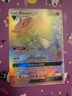 Pokemon TCG Card Zoroark (Rainbow) GX 77/73 Rare Shining Legends Secret Rare! - Image 4
