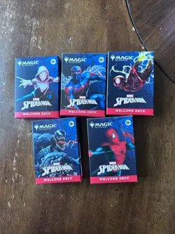 SDCC Magic The Gathering x Spider-Man Complete Welcome Deck Set of 5 w/Playmat - Image 3