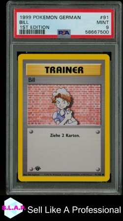 BILL POKEMON BASE 91 1999 GERMAN PSA 9 - Image 1