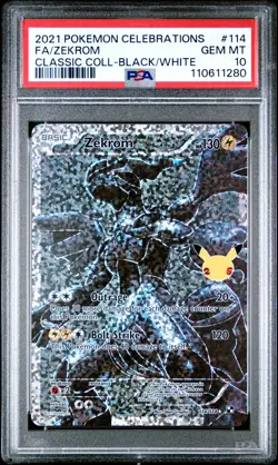 2021 POKEMON CELEBRATIONS CLASSIC COLL #114 FULL ART/ZEKROM PSA 10 - Image 1