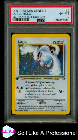 LUGIA-HOLO GERMAN-1ST EDITION POKEMON GERMAN NEO GENESIS 2001 9 PSA 8 - Image 1