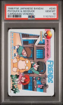1998 POKEMON JPN BANDAI CARDDASS VENDING #EX5 PSYDUCK & GEODUDE PSA 10 - Image 1