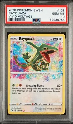 2020 POKEMON SWORD & SHIELD VIVID VOLTAGE #138 RAYQUAZA PSA 10 - Image 1