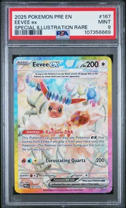 2025 POKEMON PRE EN-PRISMATIC EVOLUTIONS #167 EEVEE EX PSA 9 - Image 1