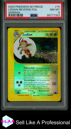 LEDIAN-REVERSE FOIL POKEMON SKYRIDGE 15 2021 GERMAN PSA 8 - Image 1