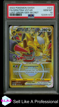 FA/GIRATINA VSTAR LOST ORIGIN-GER-SECRET POKEMON SWSH 2022 212 PSA 10 - Image 1