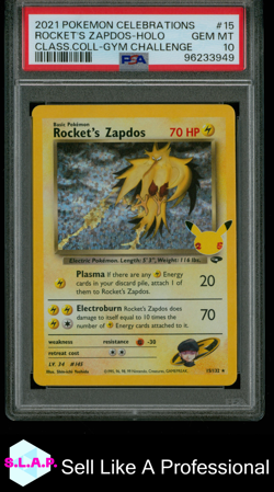 ROCKET'S ZAPDOS-HOLO POKEMON CELEBRATIONS CLASSIC COLLECTION 15 2021 EN PSA 10 - Image 1