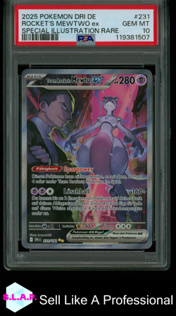 ROCKET'S MEWTWO EX SPEC ILL RARE POKEMON GER DRI DESTINED RIVALS 2025 231 PSA 10 - Image 1