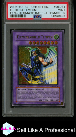 E-HERO TEMPEST EEN-ULTI RARE YU-GI-OH! ELE ENERGY 1ST EDI 2005 DE034 PSA 9 - Image 1