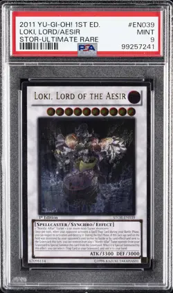 2011 YU-GI-OH! STOR-STORM OF RAGNAROK #EN039 LOKI, LORD OF THE AESIR PSA 9 - Image 1