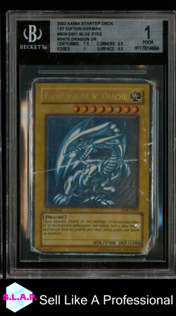BLUE-EYES WHITE DRAGON UR 2002 YU-GI-OH STAR KAIBA 1ST EDI GER SDKG001 BGS 1.0 - Image 1