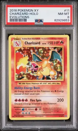 PSA 8 2016 Pokemon XY Evolutions Charizard 11/108 Holo Graded Card - Image 1