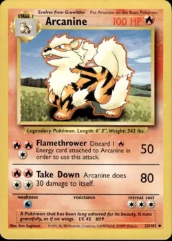Pokemon Card TCG Arcanine Base Set 23/102 Regular Uncommon BC - Image 1