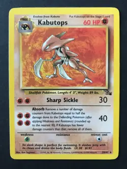 Kabutops 24/62 Fossil Set Wizards RARE NON-HOLO Pokemon Card 1999 WOTC LP - Image 1