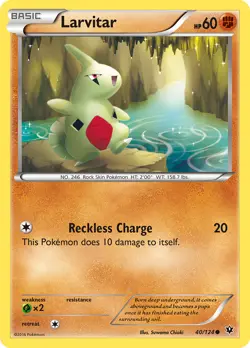 Larvitar 40/124 Pokemon Fates Collide Trading Card TCG HP - Image 1