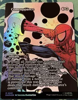 Comeuppance 0001 Borderless Foil Marvel Universe Eternal MAR Spider-Man MTG - Image 1