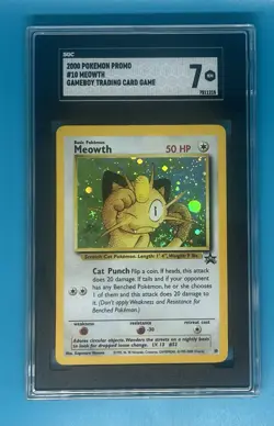 2000 Pokemon Promo #10 Meowth Game Boy Trading Card Graded 7 - Image 1