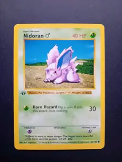 Pokemon Cards: Base Set 1st Edition Common: Nidoran M 55/102 - Image 1