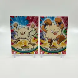 Pokemon Card - Mankey, Primeape - Topps - Green Logo - 2 Card Set - Image 1