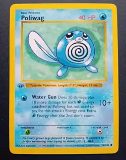 Pokemon Cards: Base Set 1st Edition Common: Poliwag 59/102 - Image 1