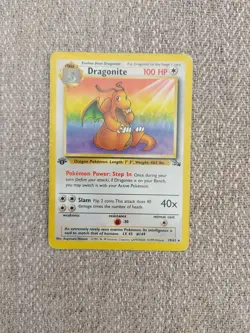 Pokemon TCG Dragonite Fossil Card 19/62 Regular Rare 1ST EDITION - Image 1