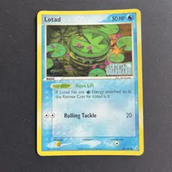 Lotad 55/100 Rev Holo EX Crystal Guardians Stamped Pokemon Trading Card - Image 1