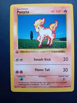Pokemon Cards: Base Set 1st Edition Common: Ponyta 60/102 - Image 1