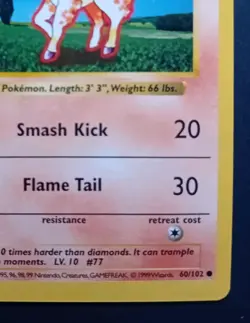 Pokemon Cards: Base Set 1st Edition Common: Ponyta 60/102 - Image 5