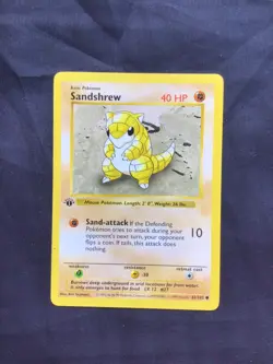 Pokemon Cards: Base Set 1st Edition Common: Sandshrew 62/102 - Image 1