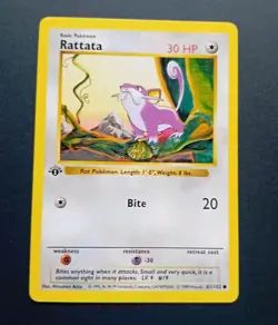 Pokemon Cards: Base Set 1st Edition Common: Rattata 61/102 - Image 1