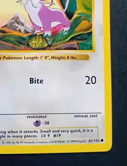 Pokemon Cards: Base Set 1st Edition Common: Rattata 61/102 - Image 5