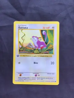 Pokemon Cards: Base Set 1st Edition Common: Rattata 61/102 - Image 1